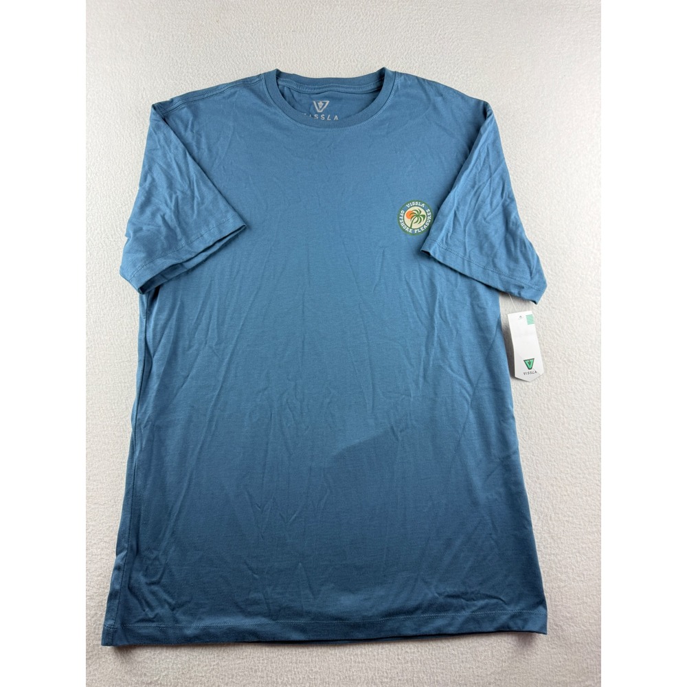 Vissla Mens Offshore Pleasures Graphic T-Shirt Blue Cotton Surf Tee Large NWT